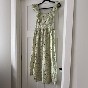 H&M Wildflower Collection Midi Dress size S light green